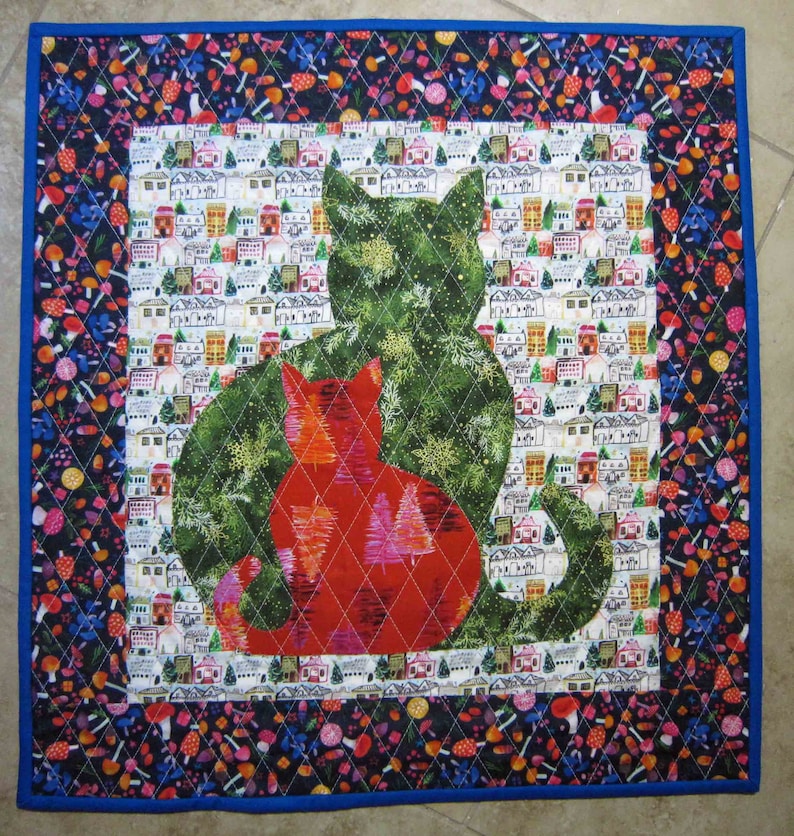 SIDEKICK Cat Applique Quilt PDF Pattern from Quilts by Elena Instructions for 5 quilt sizes included image 4