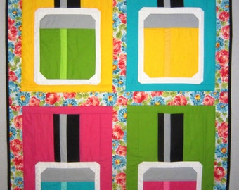 Modern NAIL POLISH Quilt from Quilts by Elena Wall Hanging Table Runner Bright Bold Colors