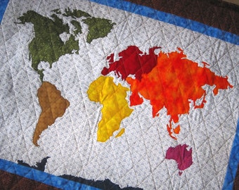 OUR WORLD Patchwork Map PDF Quilt Pattern Full Sized Templates and Clear Instructions from Quilts by Elena