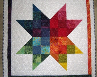 STAR PIXELS Quilt from Quilts by Elena Modern Bold Wall Hanging Table Topper