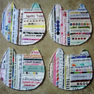 Set of 4 CAT Selvage COASTERS Made from Recycled Cotton Fabric Selvages From Quilts by Elena image 5