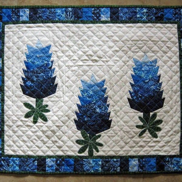 TEXAS BLUEBONNETS Quilt Pattern Foundation Pieced Applique Quilt Pattern from Quilts by Elena