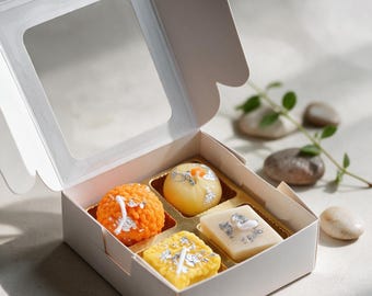 Mini Mithai Candle Hamper | Ladoo & Barfi Soy Candles | Assorted Sweet Candle Set | Wedding, Mehndi Return Gift | Premium Diwali, Holi gifts