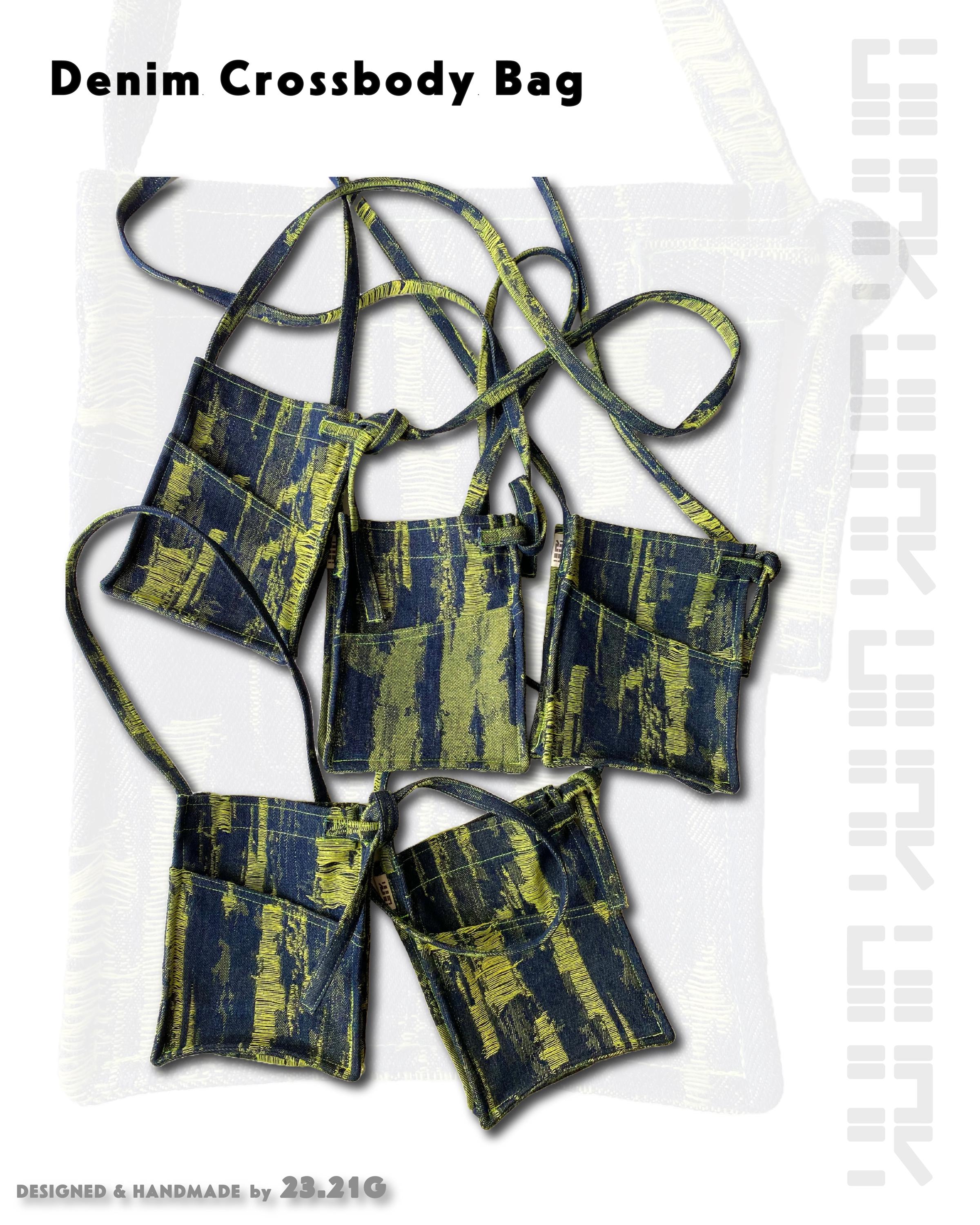 Denim Crossbody Sling Bag - Green Thread Effect, Premium Quality ...