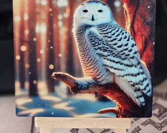 Juego de 4 imanes de madera con forma de búho para nevera – Decoración de fauna del bosque