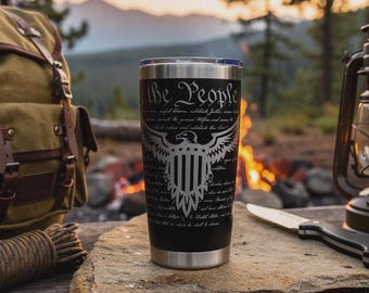 Vaso patriótico "Nosotros, el pueblo": vaso de acero inoxidable de 20 oz grabado con láser
