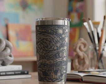 Vaso Noche Estrellada - Vaso de acero inoxidable de 20 oz grabado con láser