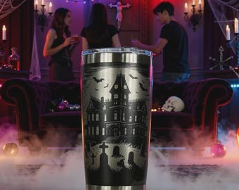 Vaso de acero inoxidable de 20 oz con grabado láser de la Mansión Encantada
