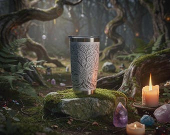 Vaso de árbol celta de acero inoxidable de 20 oz grabado con láser