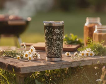 Vaso Wildflower Meadow de acero inoxidable de 20 oz grabado con láser
