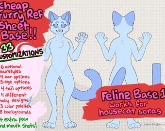 Furry Feline Symmetrical Reference Sheet Base