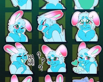 Digital Bunny Furry Emote/Sticker Bases (Pack 1)