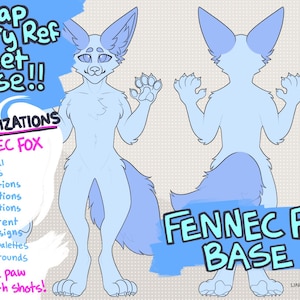 Furry Fennec Fox Reference Sheet Base 1