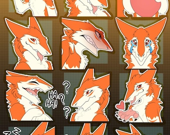 Digital Sergal Furry Emote/Sticker Bases (Pack 1)