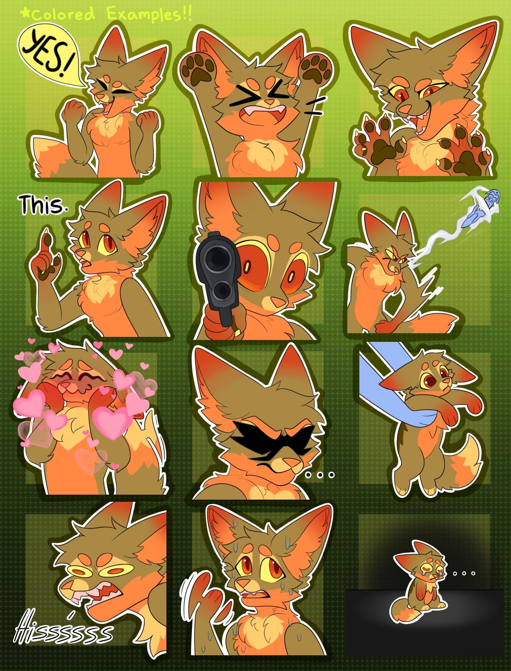 Digital Fennec Fox Furry Emote/Sticker Bases (Pack 4)