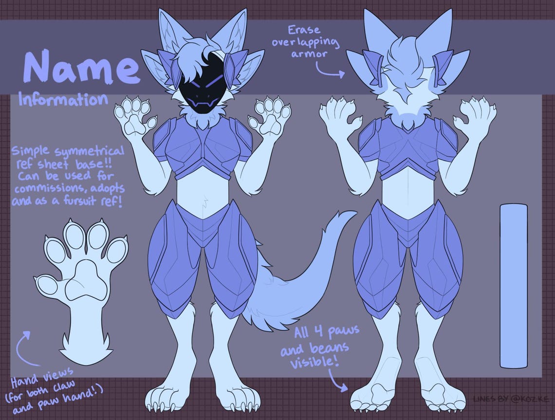Furry Protogen Symmetrical Reference Sheet Base - Etsy