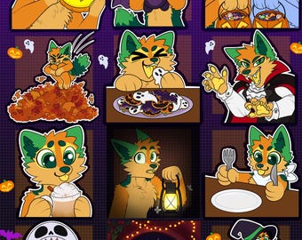 Digitale Hunde-Fell-Emote-/Sticker-Vorlagen – SAISONALES PAKET (Herbst/Halloween)