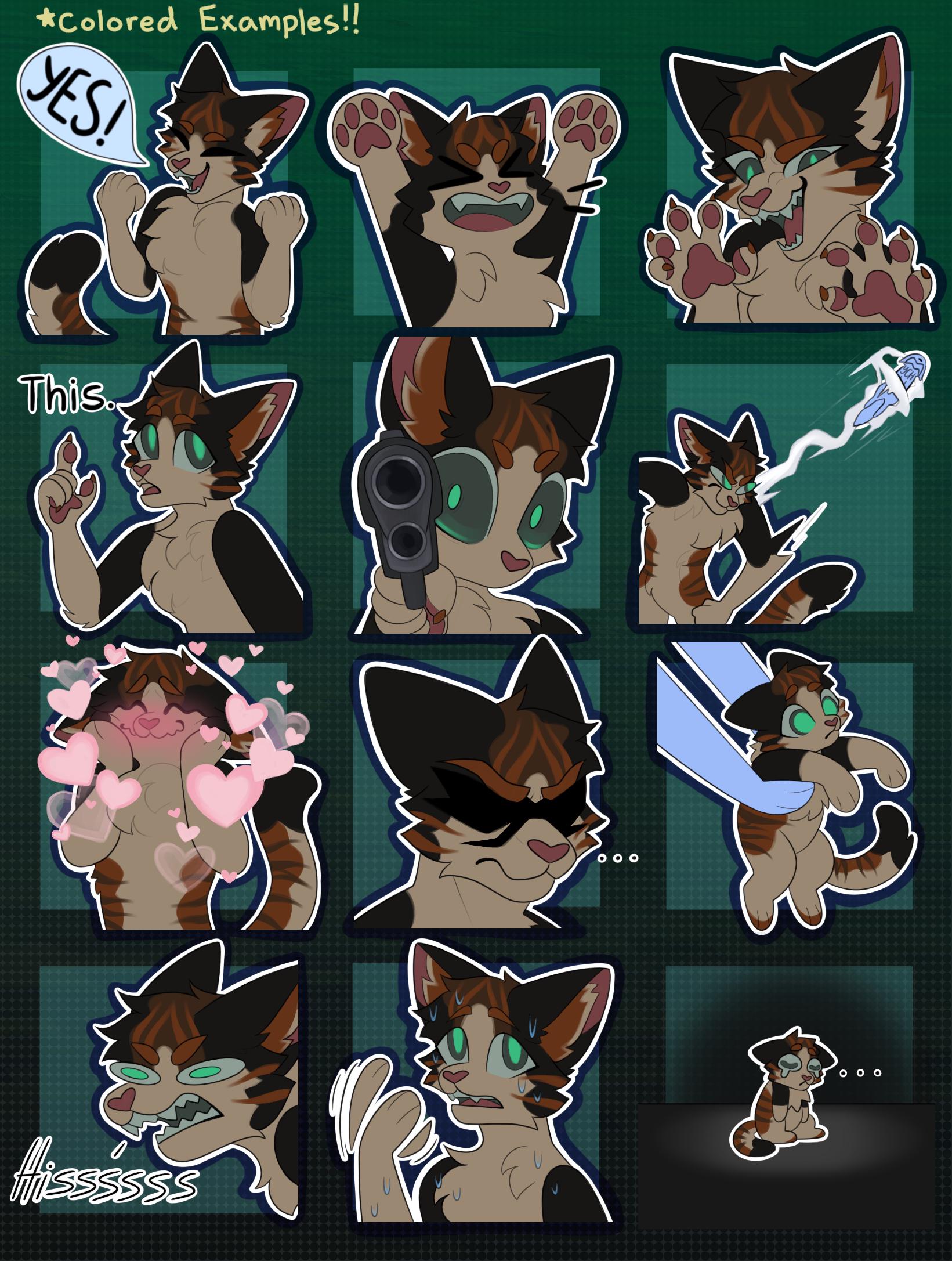 Digitale Feline Katze Pelz Emote/Sticker Bases (Pack 4)