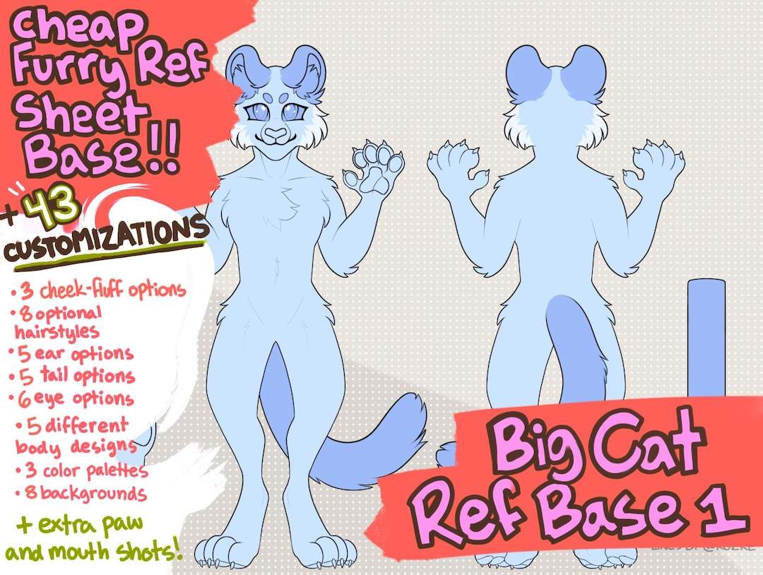 Furry Big Cat Reference Sheet Base 1 - Etsy
