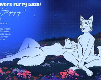 Furry Full Art Piece Base- Meadow Stargazing (Canine)