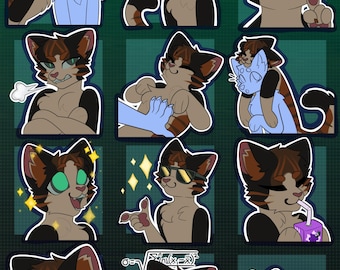 Digitale Feline Katze Pelz Emote/Sticker Bases (Pack 6)