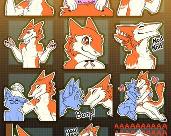Digital Sergal Furry Emote/Sticker Bases (Pack 2)