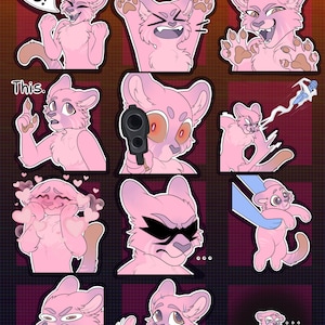 Digitala klistermärkes-/emote-baser för pälsklingar med stora katter (4-pack)