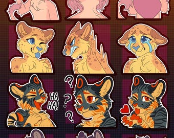 Digital Big Cat Furry Emote/Sticker Bases (Pack 1)