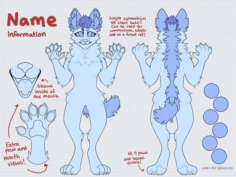 Furry Hyena Reference Sheet Base 1 - Etsy