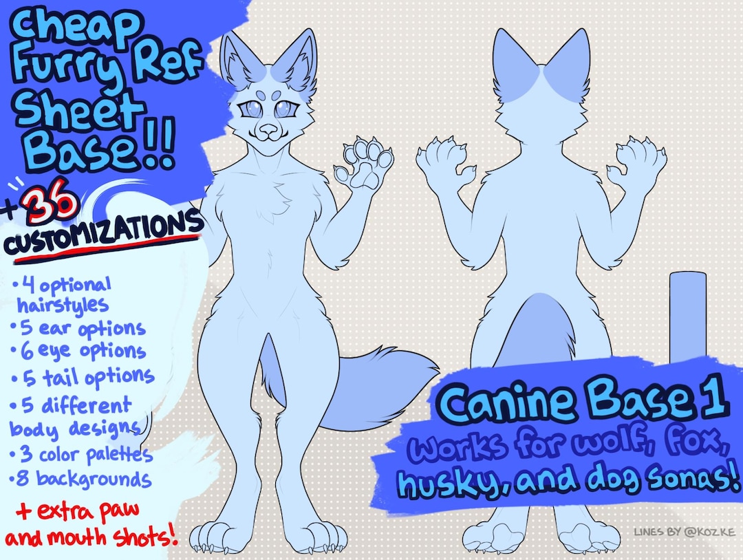 Furry Canine (wolf/fox/dog) Reference Sheet Base 1 - Etsy