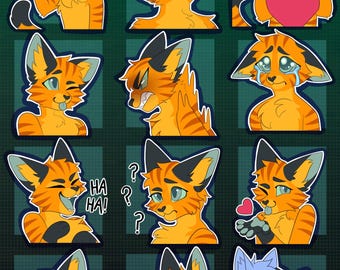Digitale Feline Katze Pelz Emote/Sticker Bases (Pack 1)
