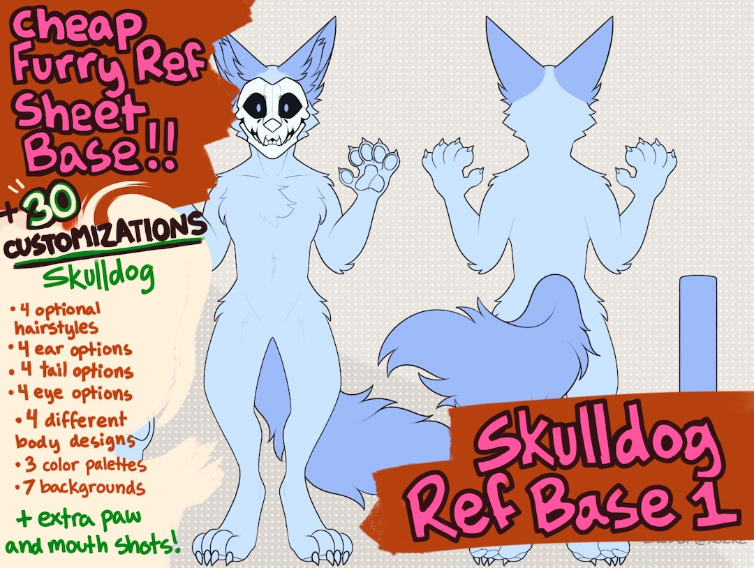 Furry Skulldog Reference Sheet Base 1 - Etsy