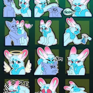 Digital Bunny Furry Emote/Sticker Bases (Pack 3)