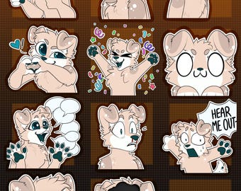 Digital Puppy Furry Emote/Sticker Bases (Pack 7)
