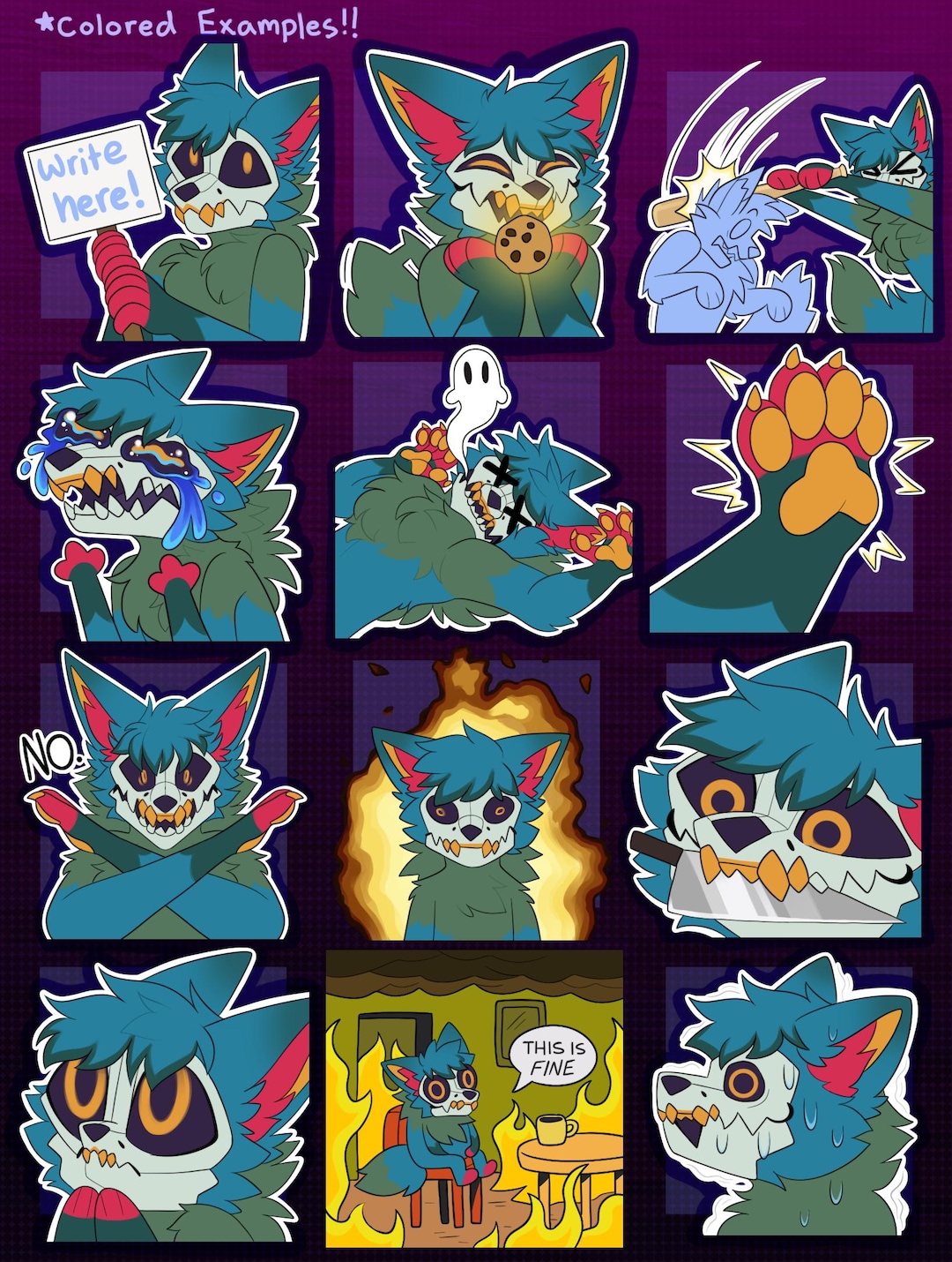 Staredog Digital Skulldog Furry Emote/sticker Bases (pack 5) - Etsy