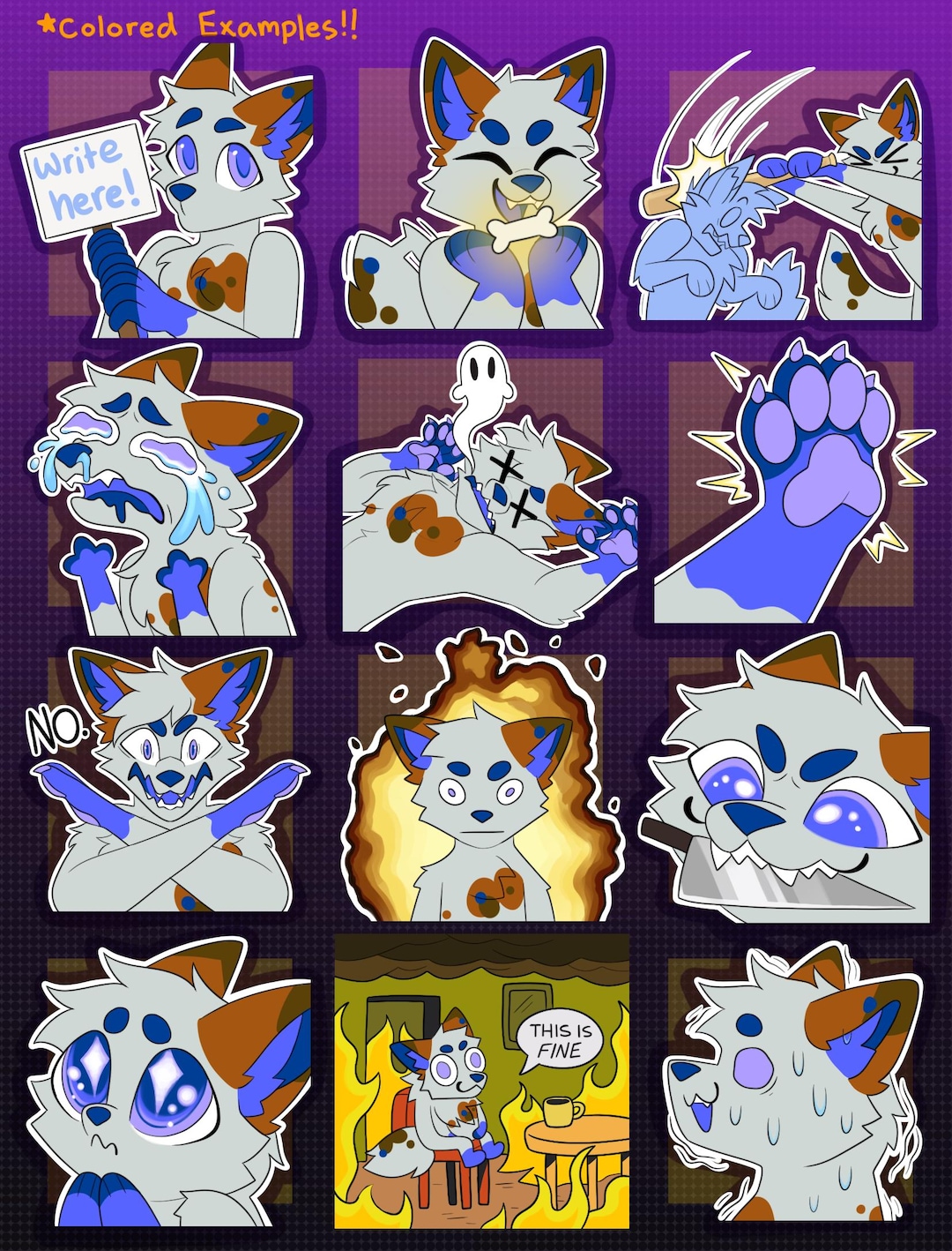 Digital Canine Furry Emote/sticker Bases (pack 5) - Etsy Brazil