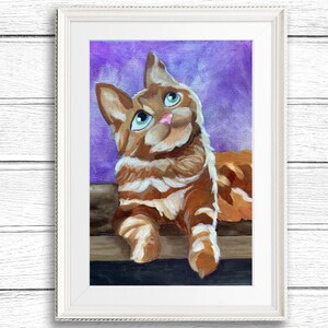 Orange Tabby Cat Wall Art, Cat Painting, Nursery Poster, Kids Room Printable, Home Decor, Print at Home, Original Art, Colorful, Cute Gift
