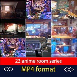 Vtuber Animated Background for Twitch, Lofi bedroom, lofi stream overlay, looped background, cozy ambience style, looped vtuber background