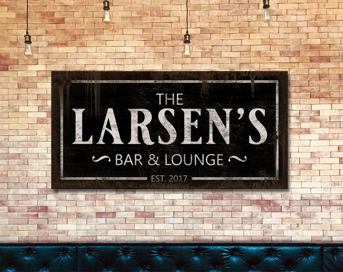 Personalized Bar Sign, Bar and Lounge Sign, Custom Bar Sign, Man Cave Decor, Bar Sign Wedding, Home Bar, Family Name Sign, Gift for Him