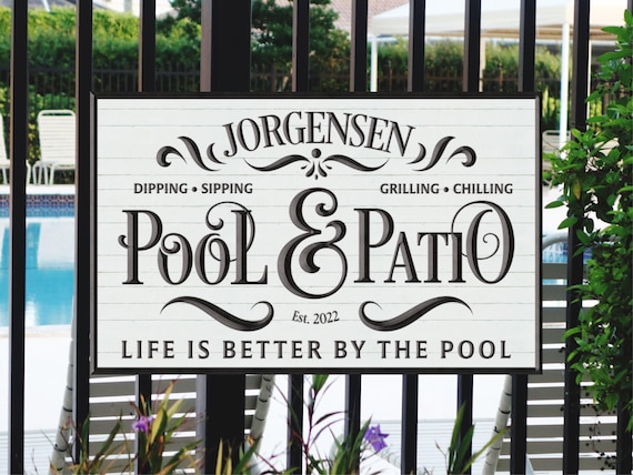 Personalized Pool and Patio Sign, Patio Decor, Personalized Sign, Backyard Grill Sign, Outdoor sign, Family name sign, Pool Sign, Metal Sign