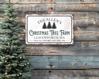 Christmas Tree Farm Sign, Christmas Wall Art, Holiday Wall Art, Christmas Home Decor, Christmas Sign, Holiday Decor, Family Name Sign, Metal