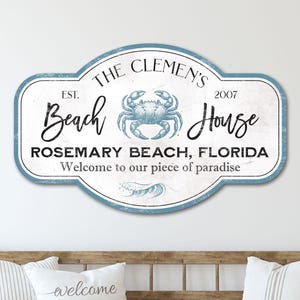 Letrero de casa de playa personalizado, decoración de casa de playa, letrero de casa de playa personalizado, decoración de pared de playa, letrero con apellido, decoración náutica, arte de pared imagen 2