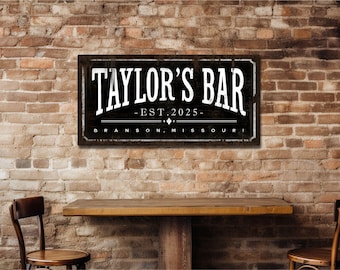 Personalized Bar Sign, Bar and Lounge Sign, Custom Bar Sign, Man Cave Decor, Bar Sign Wedding, Home Bar, Family Name Sign, Gift for Him