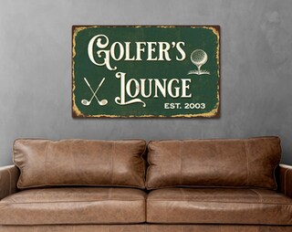 Targa Metallo Vintage Scritta Golfer's Lounge – Decorazione Da Parete Per Sala Golf, 20x30 Cm