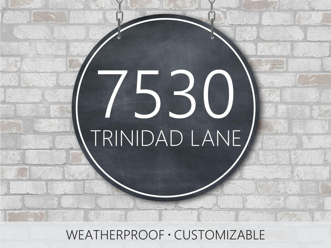 Round Metal Address Sign, Custom Yard Sign, Porch Sign, Address Yard ...