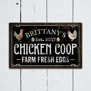 Poulailler personnalisé, enseigne de ferme personnalisée, décoration de poulet, élevage de poulets, cadeau personnalisé, décoration de jardin, cadeau pour amateur de poulet, enseigne d'extérieur image 2