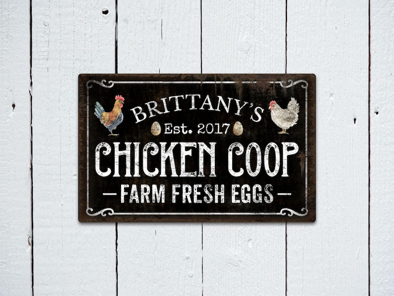 Poulailler personnalisé, enseigne de ferme personnalisée, décoration de poulet, élevage de poulets, cadeau personnalisé, décoration de jardin, cadeau pour amateur de poulet, enseigne d'extérieur image 2