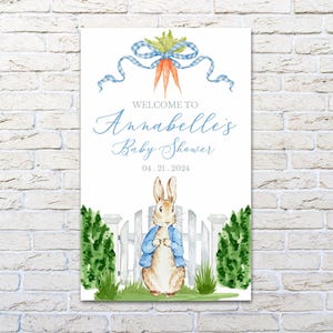 Rabbit Baby Shower Welcome Sign, Peter Rabbit Baby Shower, Baby Shower Welcome Sign, Baby Boy Shower, Baby Shower Decor, Baby Shower Decor