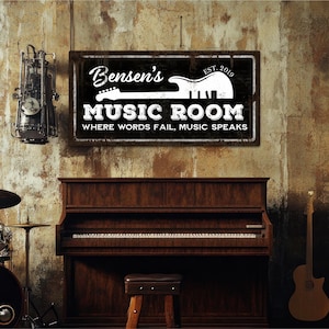 Custom Music Room Sign, Music Gifts, Music Wall Art, Music Lover Gift, Gift For Musicians, Music Teacher Gift, Music Studio, Recording Sign