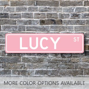 Lucy, Lucy Sign, Lucy Gift, Custom Street Sign, Gift for Her, Dorm Room Decor, Girls Wall Art, Bedroom Decor, Metal Sign, Name Sign, Metal